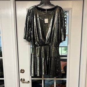 Free People Black and Silver Sequin Fabric